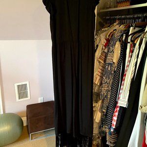 Zara EWomen black maxi fringe dress